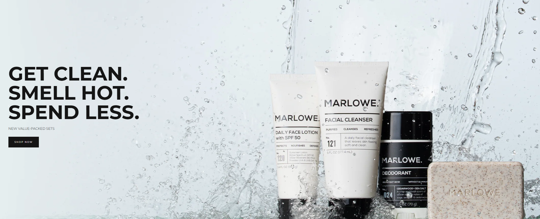 Marlowe get clean spend less banner